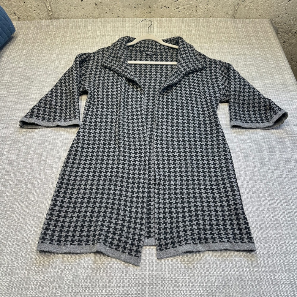 Chiaramente Houndstooth Wool Blend Open Front Cardigan Jacket Medium Italian